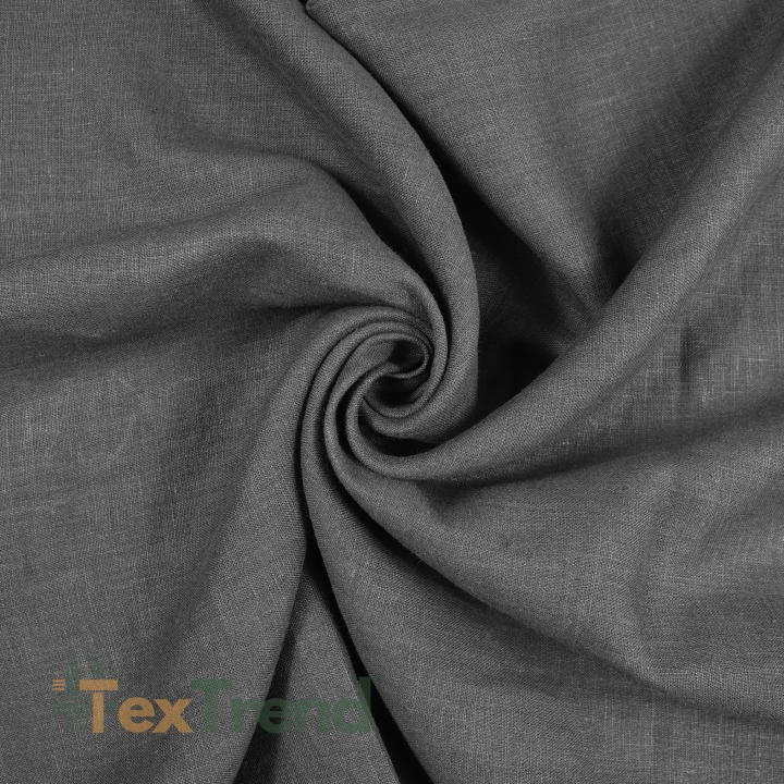 100% Stone Washed Leinen Bekleidungsstoff Dunkelgrau (123) - 190 g/m²