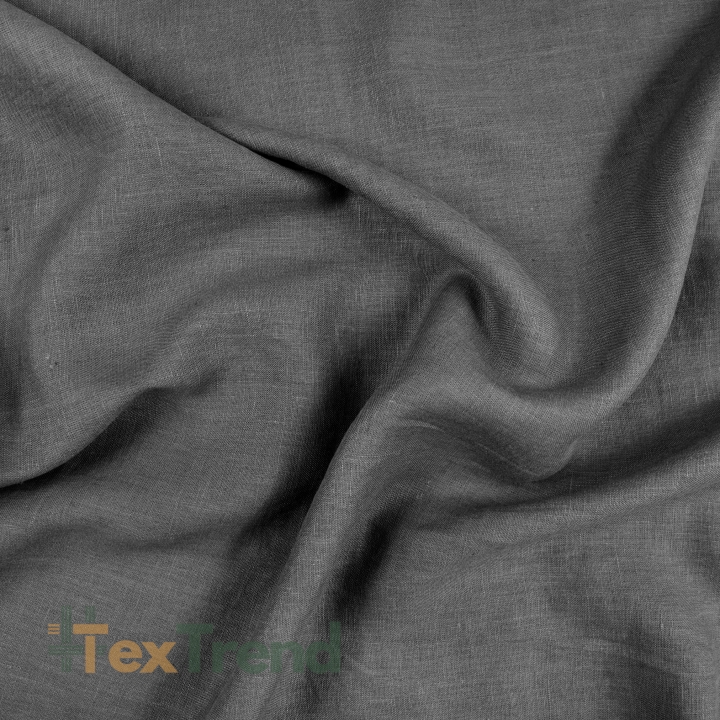 100% Stone Washed Leinen Bekleidungsstoff Dunkelgrau (123) - 190 g/m²