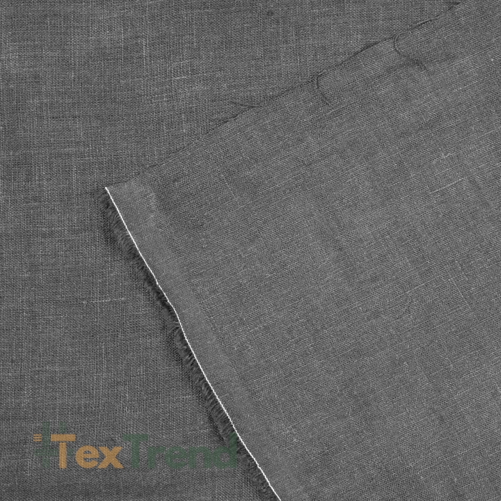 100% Stone Washed Leinen Bekleidungsstoff Dunkelgrau (123) - 190 g/m²