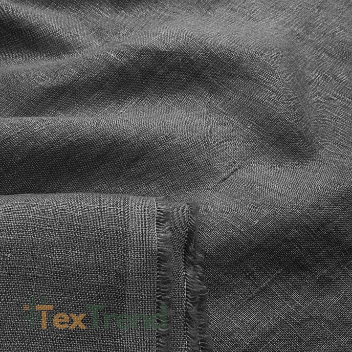 100% Stone Washed Leinen Bekleidungsstoff Dunkelgrau (123) - 190 g/m²