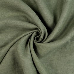 100% Stone Washed Leinen Bekleidungsstoff khaki (594) - 190 g/m²