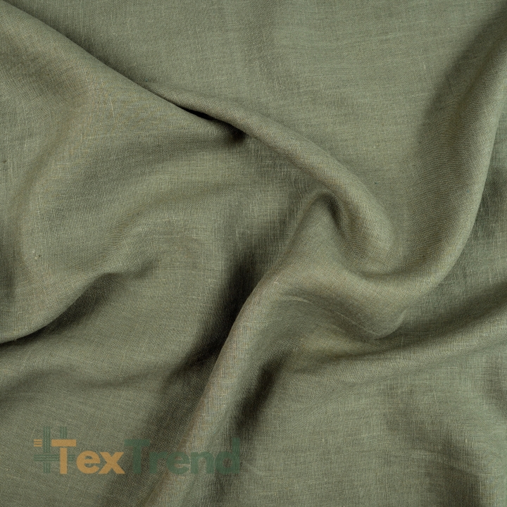 100% Stone Washed Leinen Bekleidungsstoff khaki (594) - 190 g/m²