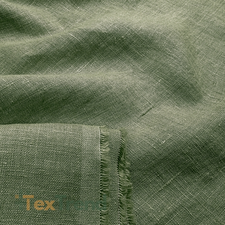 100% Stone Washed Leinen Bekleidungsstoff khaki (594) - 190 g/m²