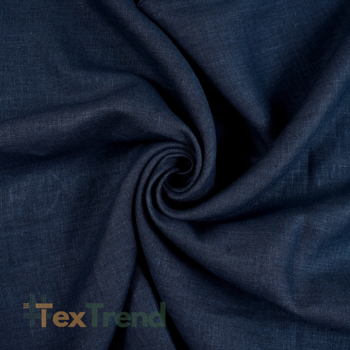 100% Stone Washed Leinen Bekleidungsstoff Dunkelblau (999) - 190 g/m²