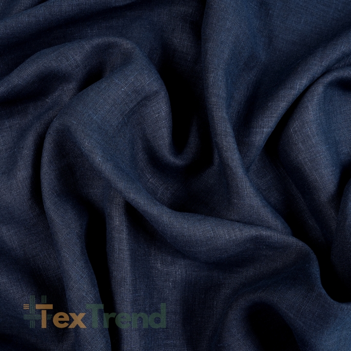 100% Stone Washed Leinen Bekleidungsstoff Dunkelblau (999) - 190 g/m²