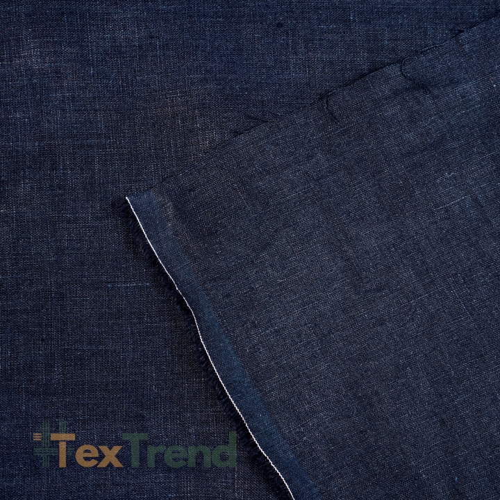 100% Stone Washed Leinen Bekleidungsstoff Dunkelblau (999) - 190 g/m²