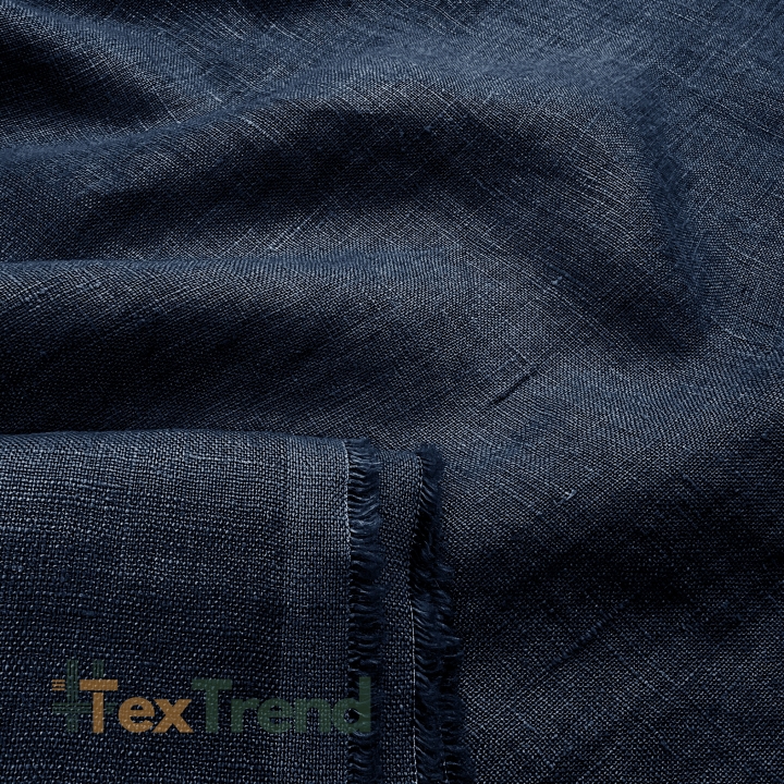 100% Stone Washed Leinen Bekleidungsstoff Dunkelblau (999) - 190 g/m²