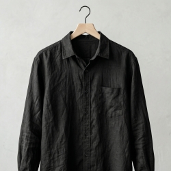 100% Stone Washed Leinen Bekleidungsstoff Schwarz (147) - g/m²