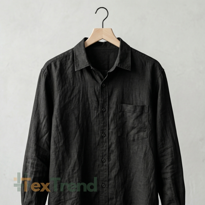 100% Stone Washed Leinen Bekleidungsstoff Schwarz (147) - g/m²