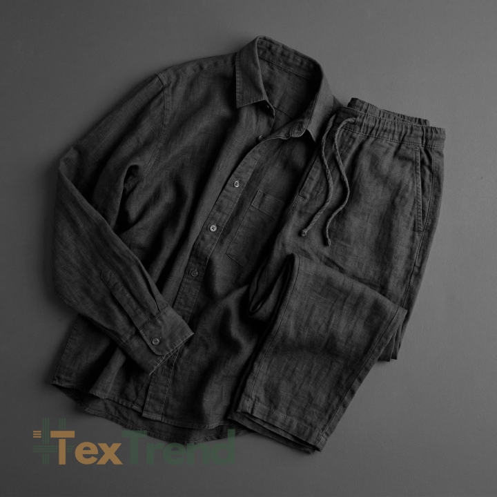 100% Stone Washed Leinen Bekleidungsstoff Schwarz (147) - g/m²