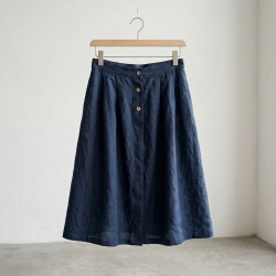 100% Stone Washed Leinen Bekleidungsstoff Dunkelblau (999) - 190 g/m²