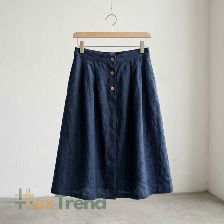 100% Stone Washed Leinen Bekleidungsstoff Dunkelblau (999) - 190 g/m²