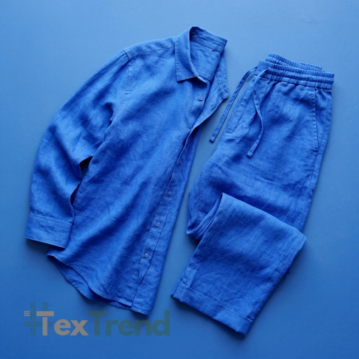 100% Stone Washed Leinen Bekleidungsstoff Saphir (1318) - 190 g/m²