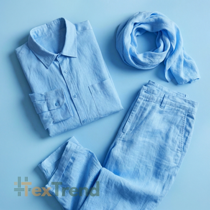 100% Stone Washed Leinen Bekleidungsstoff Blau (757) - 190 g/m²