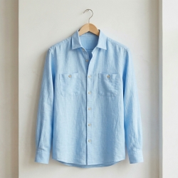 100% Stone Washed Leinen Bekleidungsstoff Hellblau (552) - 190 g/m²