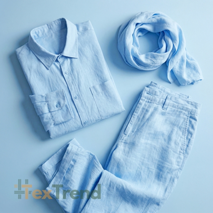 100% Stone Washed Leinen Bekleidungsstoff Hellblau (552) - 190 g/m²