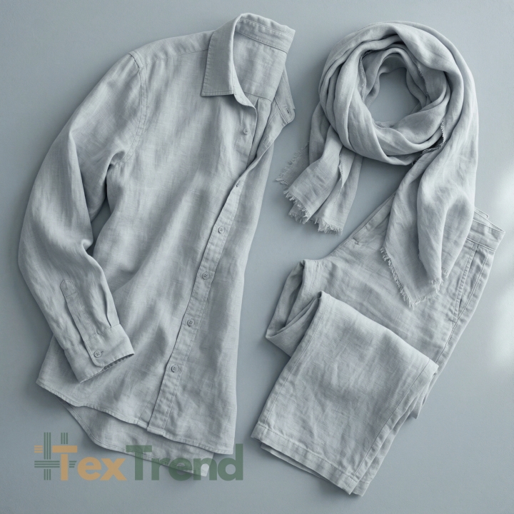100% Stone Washed Leinen Bekleidungsstoff Grau (106) - 190 g/m²