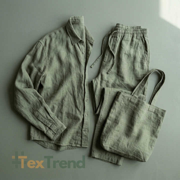 100% Stone Washed Leinen Bekleidungsstoff khaki (594) - 190 g/m²