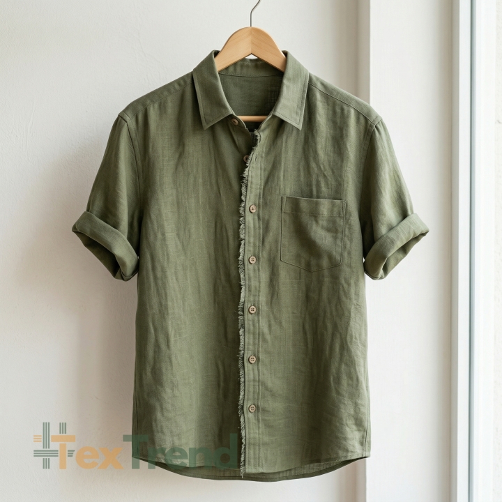 100% Stone Washed Leinen Bekleidungsstoff khaki (594) - 190 g/m²
