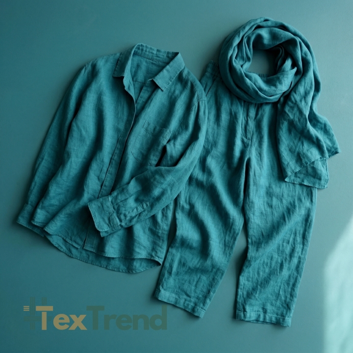 100% Stone Washed Leinen Bekleidungsstoff Meer (1507) - 190 g/m²