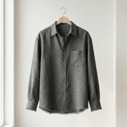 100% Stone Washed Leinen Bekleidungsstoff Dunkelgrau (123) - 190 g/m²
