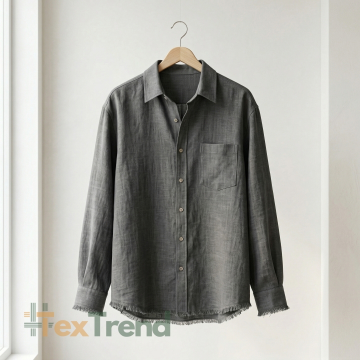 100% Stone Washed Leinen Bekleidungsstoff Dunkelgrau (123) - 190 g/m²