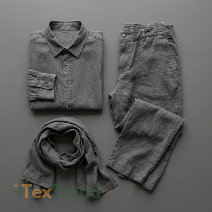100% Stone Washed Leinen Bekleidungsstoff Dunkelgrau (123) - 190 g/m²