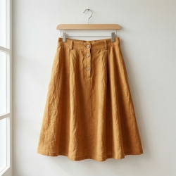 100% Stone Washed Leinen Bekleidungsstoff Kürbis (1674) - 190 g/m²
