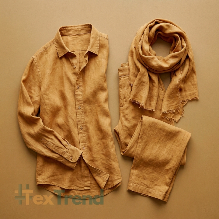 100% Stone Washed Leinen Bekleidungsstoff Kürbis (1674) - 190 g/m²