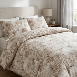 100% Baumwolle Dahlien Blumen Beige 3D