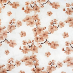 100% Baumwolle Kirschblüte in Lachsfarbe auf weißem Hintergrund