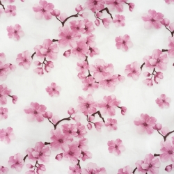 100% Baumwolle Kirschblüte Rosa auf weißem Hintergrund