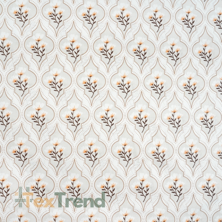 100% Baumwolle marokkanisches Muster grau mit Blumen