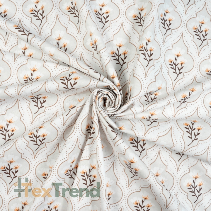 100% Baumwolle marokkanisches Muster grau mit Blumen