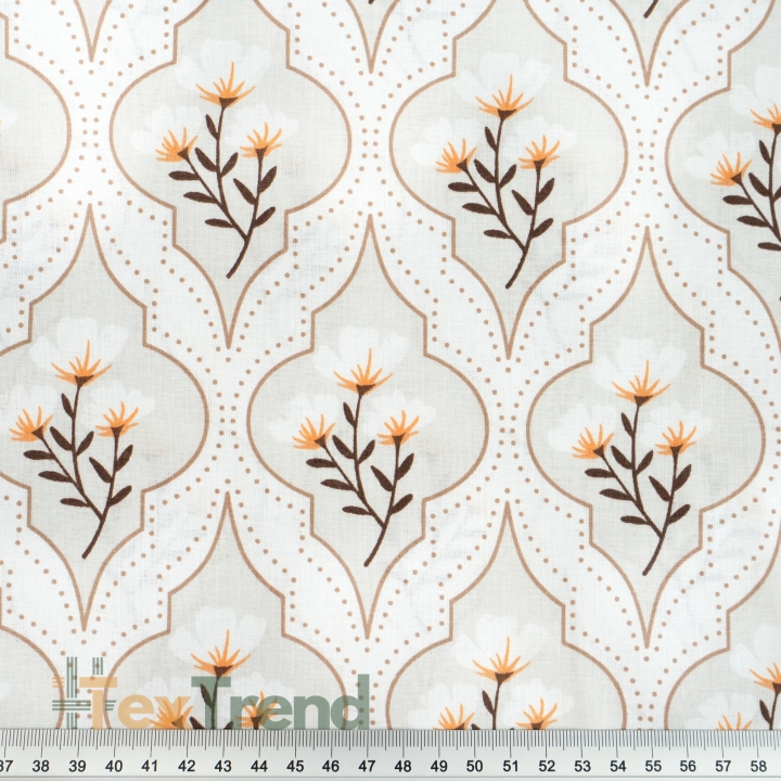 100% Baumwolle marokkanisches Muster grau mit Blumen