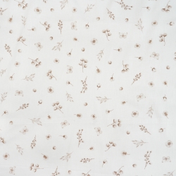 100% Baumwolle mit Mohn- und Dillblumen auf grauem Hintergrund