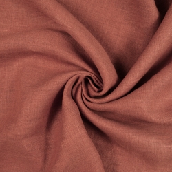100% Leinen Stonewashed Bekleidungsstoff Ziegelrot (603) - 190 g/m²