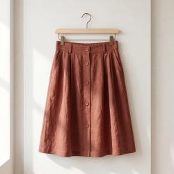 100% Leinen Stonewashed Bekleidungsstoff Ziegelrot (603) - 190 g/m²