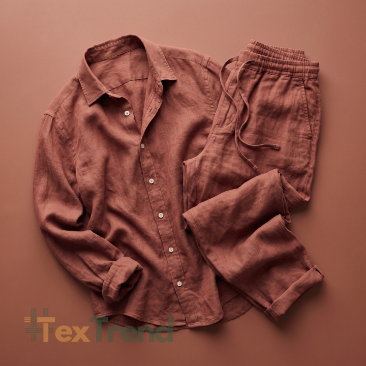100% Leinen Stonewashed Bekleidungsstoff Ziegelrot (603) - 190 g/m²